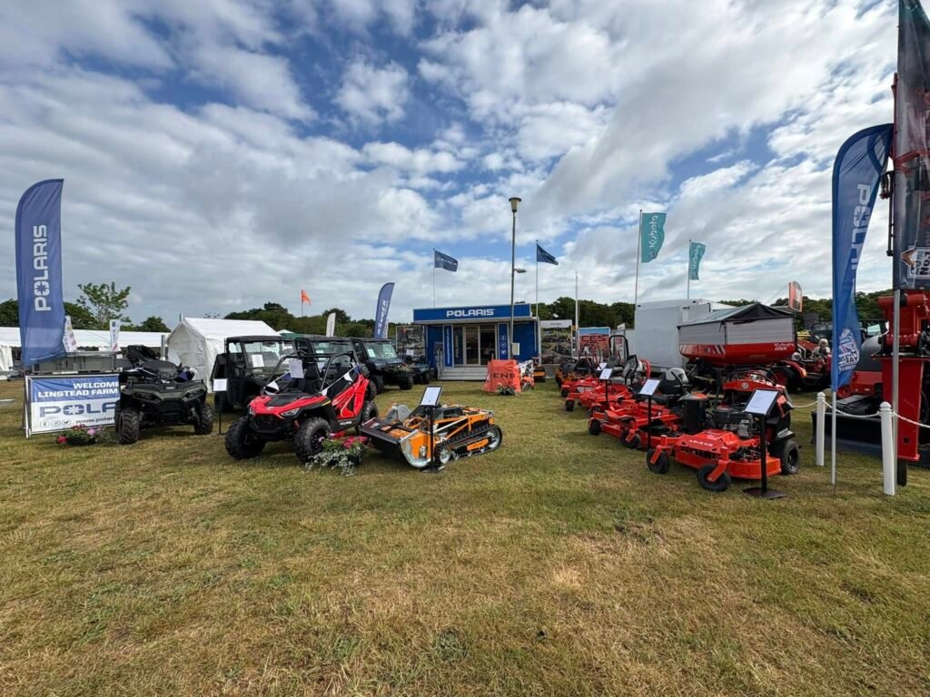 Linstead Garden Machinery stand at the 2025 Suffolk Show, featuring Polaris, Ariens and AS-Motor equipment