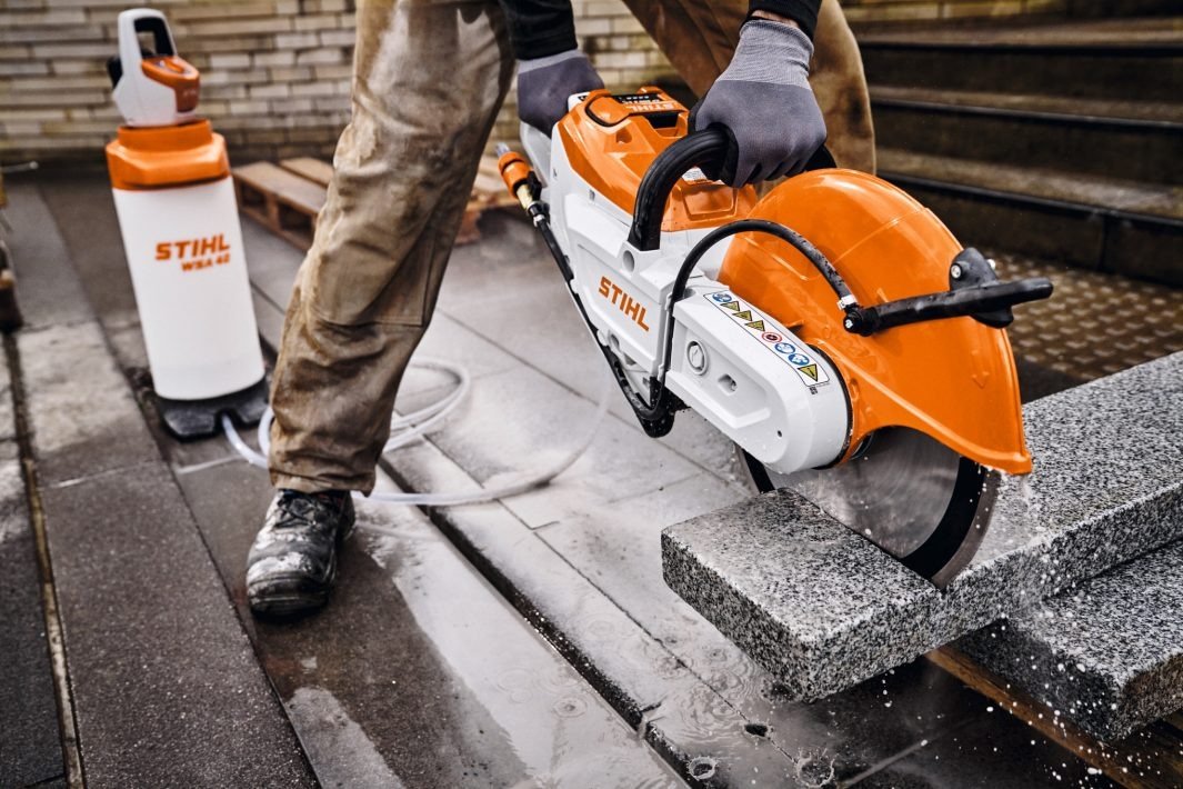 Stihl TSA 350 Cordless Disc Cutter in use