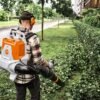 Stihl BRA 280 Cordless Backpack Blower In Use