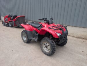 Used Honda TRX420 FourTrax 4x4 agricultural ATV with front rack and off-road tyres